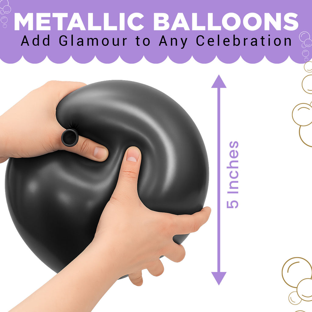 Metallic Shiny Balloons - Black & Gold
