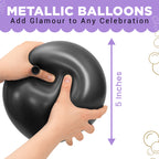 Metallic Shiny Balloons - Black & Gold