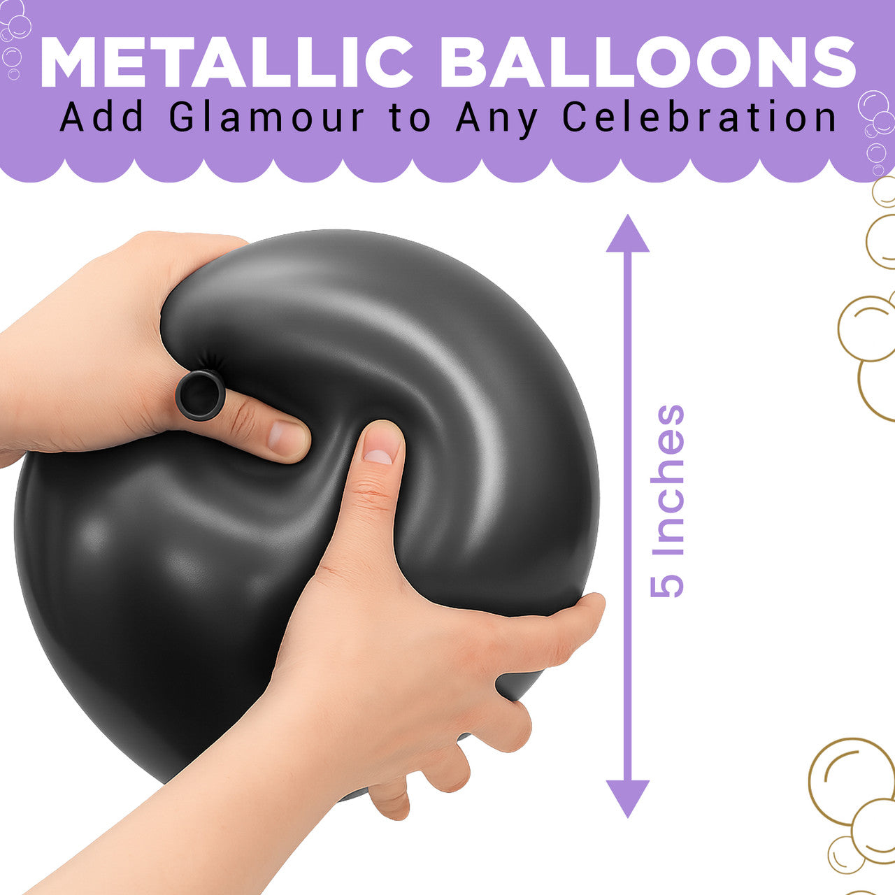 Metallic Shiny Balloons - Black & Gold