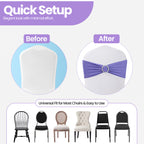 Spandex Chair Band with Round Diamante Buckle - Lavender