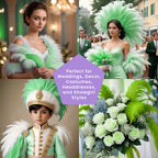 35-40cm Loose Ostrich Feathers, 5pcs - Green