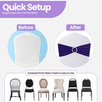 Spandex Chair Band with Round Diamante Buckle - Purple