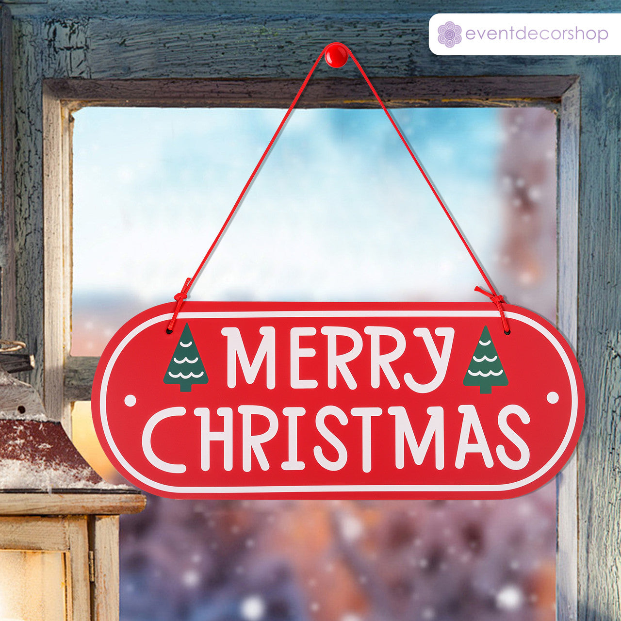 Merry Christmas Wooden Hanging Sign – Pine