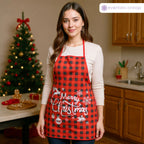 Unisex Christmas Apron for Adults – Buffalo Plaid Design