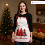 Unisex Christmas Apron for Adults - Red and Black Plaid Design