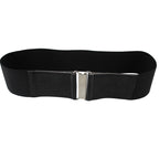Black Elasticated Belt with Silver Buckle