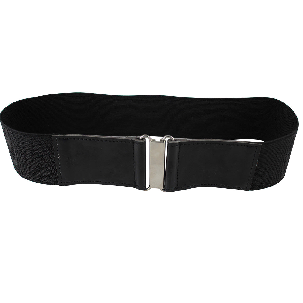 Black Elasticated Belt with Silver Buckle