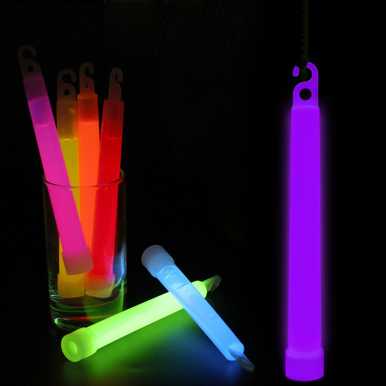 6" Premium Neon Glow Sticks (Pack of 25) - Purple