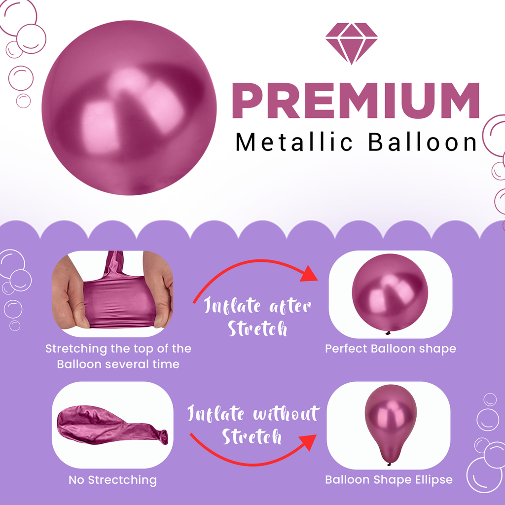 Metallic Shiny Balloons - Rose Pink
