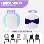 Spandex Chair Band with Round Diamante Buckle - Dark Purple
