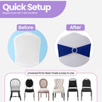 Spandex Chair Band with Round Diamante Buckle - Royal Blue