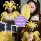 50-60cm Loose Ostrich Feathers, 5pcs - Yellow