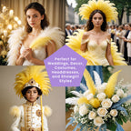 35-40cm Loose Ostrich Feathers, 5pcs - Yellow