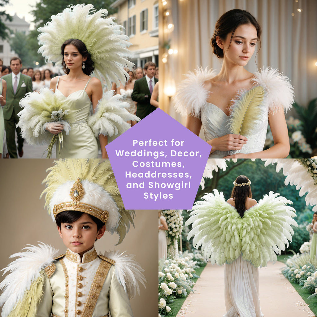 35-40cm Loose Ostrich Feathers, 5pcs - White