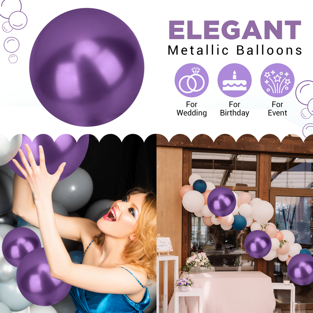 Metallic Shiny Balloons - Purple