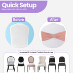 Spandex Chair Band with Round Diamante Buckle - Rose Gold