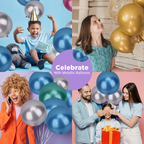 Metallic Shiny Balloons - Blue & Silver