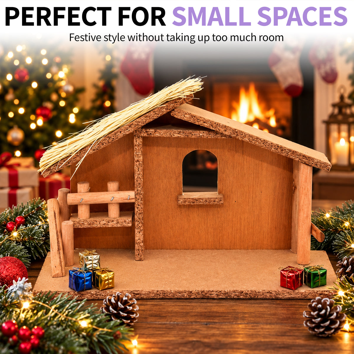 Wood Nativity Stable - Small