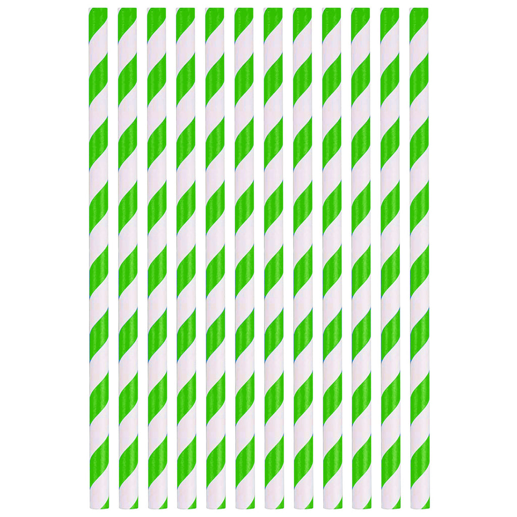 Green & White Biodegradable Paper Straws