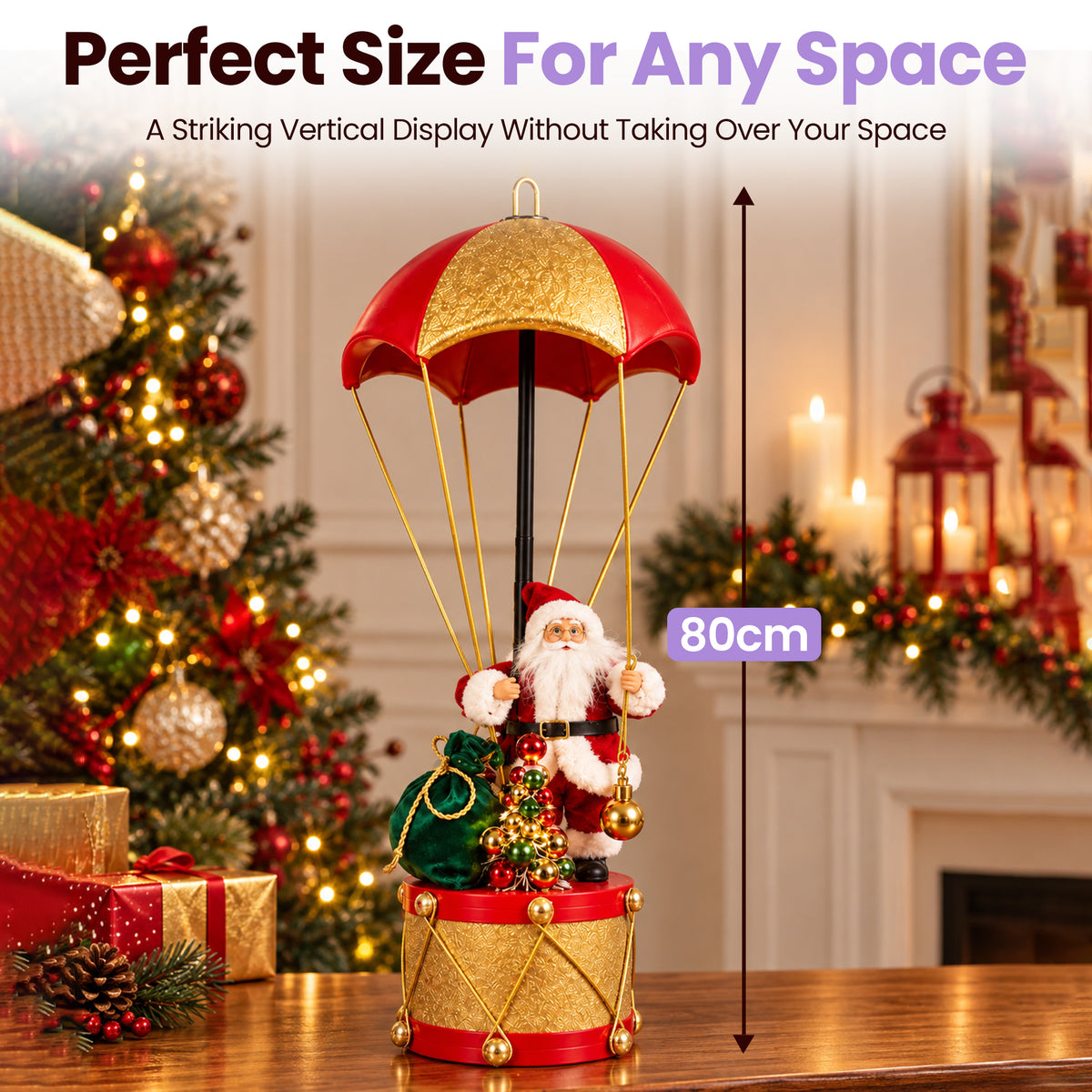 Christmas Santa Parachute Decoration with LED Light