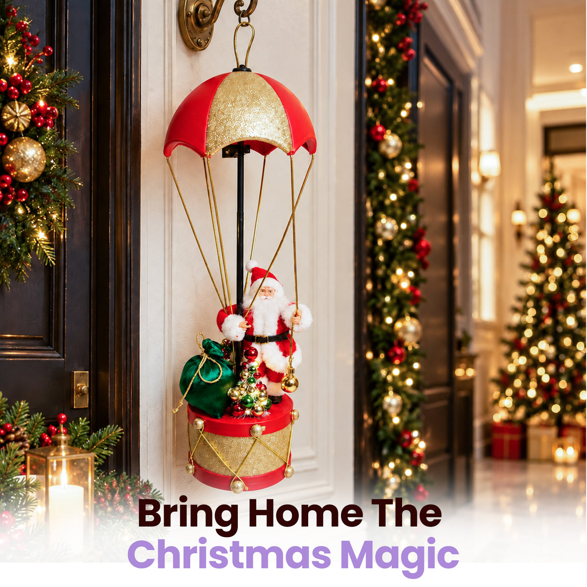 Christmas Santa Parachute Decoration with LED Light