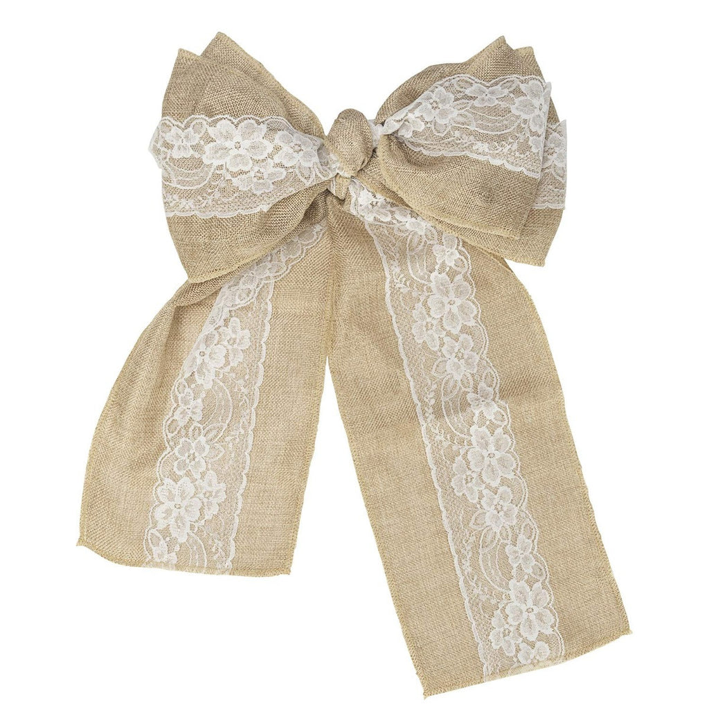7" x 108" Plain Hessian with White Lace Chair Sash