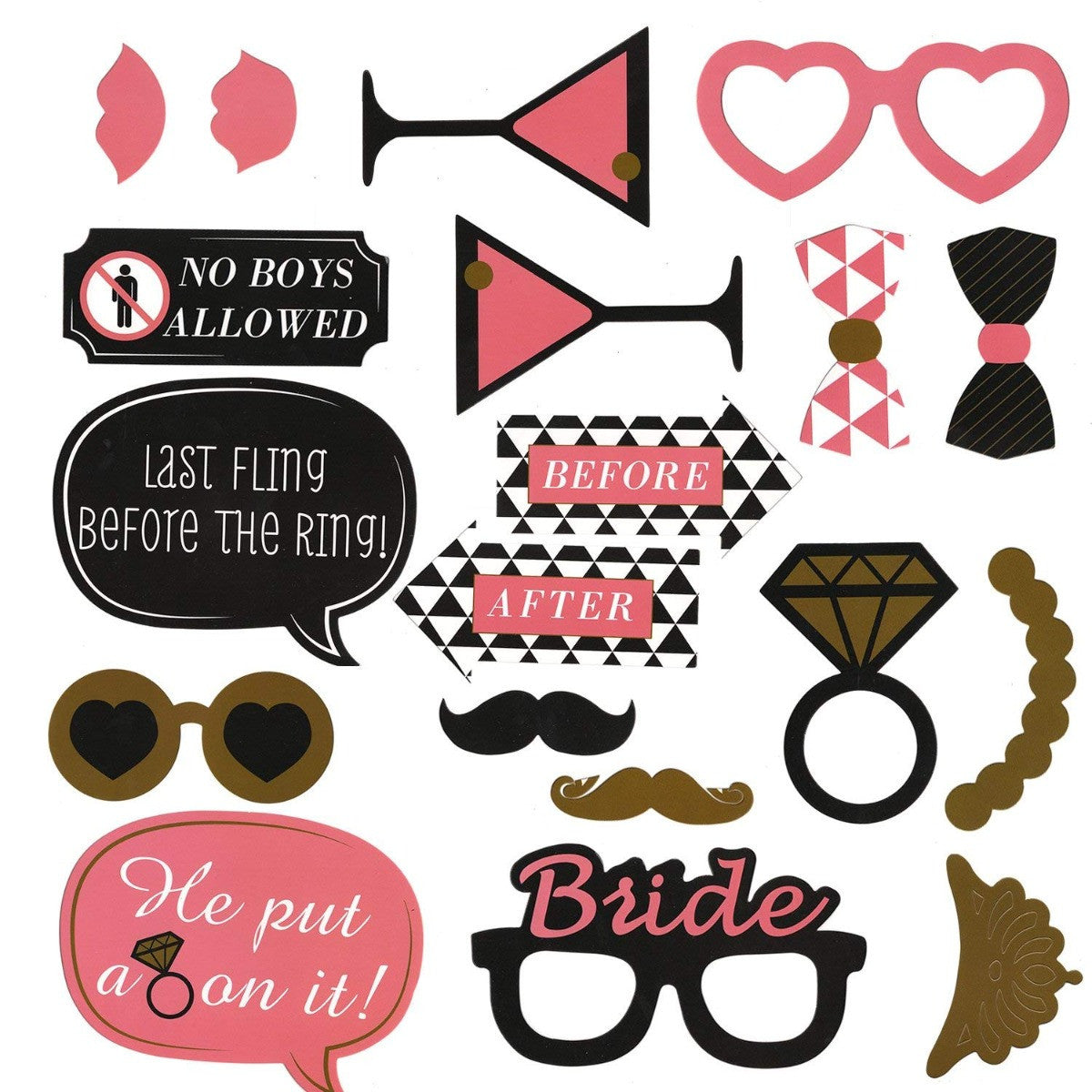 20pc Hen Party Photo Booth Cardboard Party Props