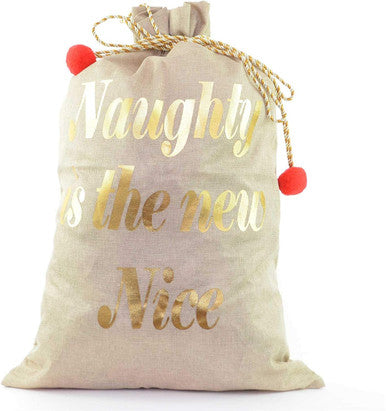 Hessian Christmas Santa Sack - Naughty is the New Nice