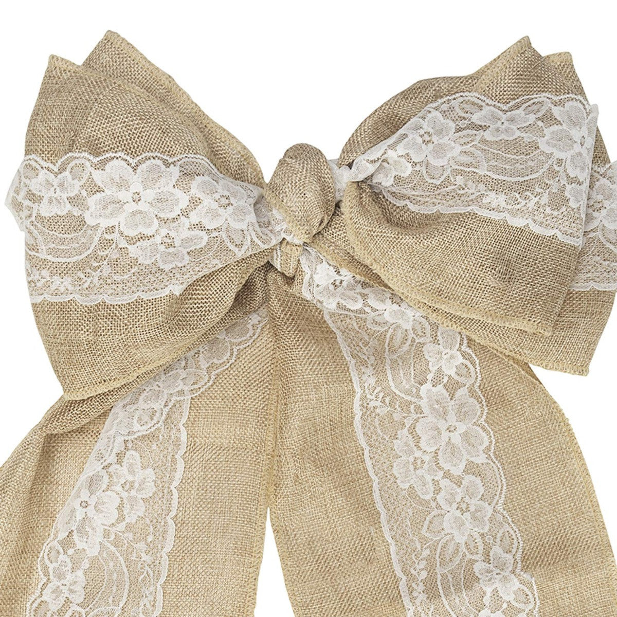 7" x 108" Plain Hessian with White Lace Chair Sash