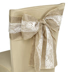 7" x 108" Plain Hessian with White Lace Chair Sash