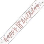 9ft Happy Birthday Banner - Rose Gold Glitz