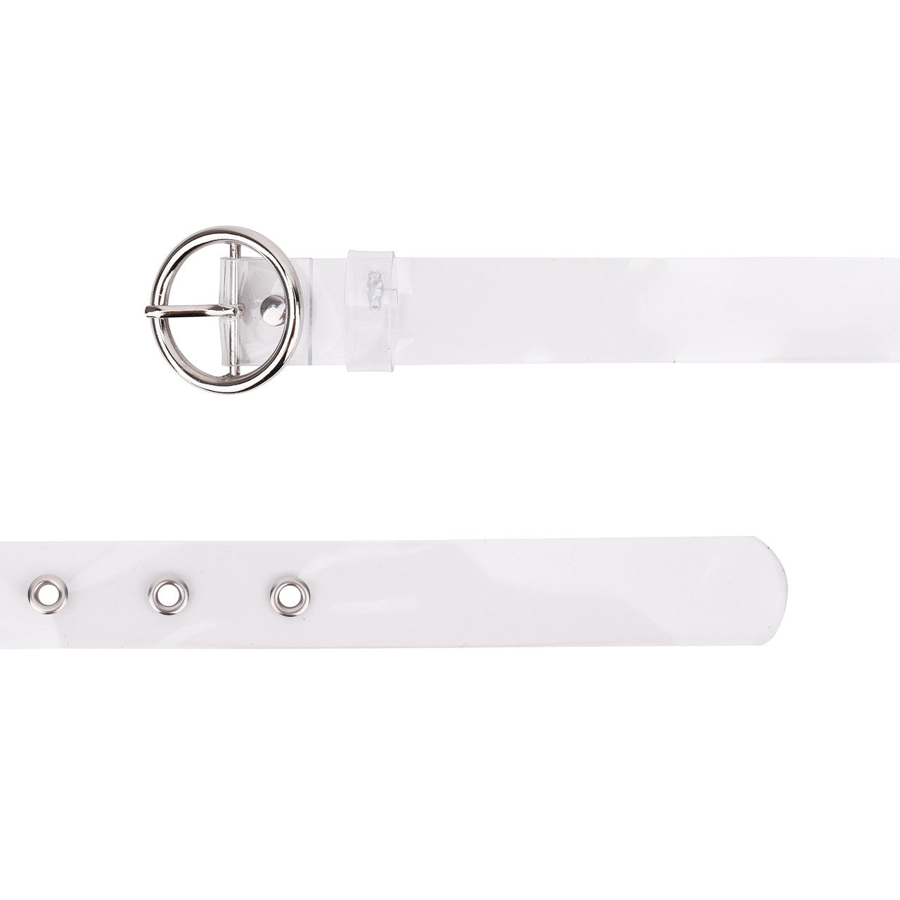 Wide Clear Belt with Round Silver Buckle