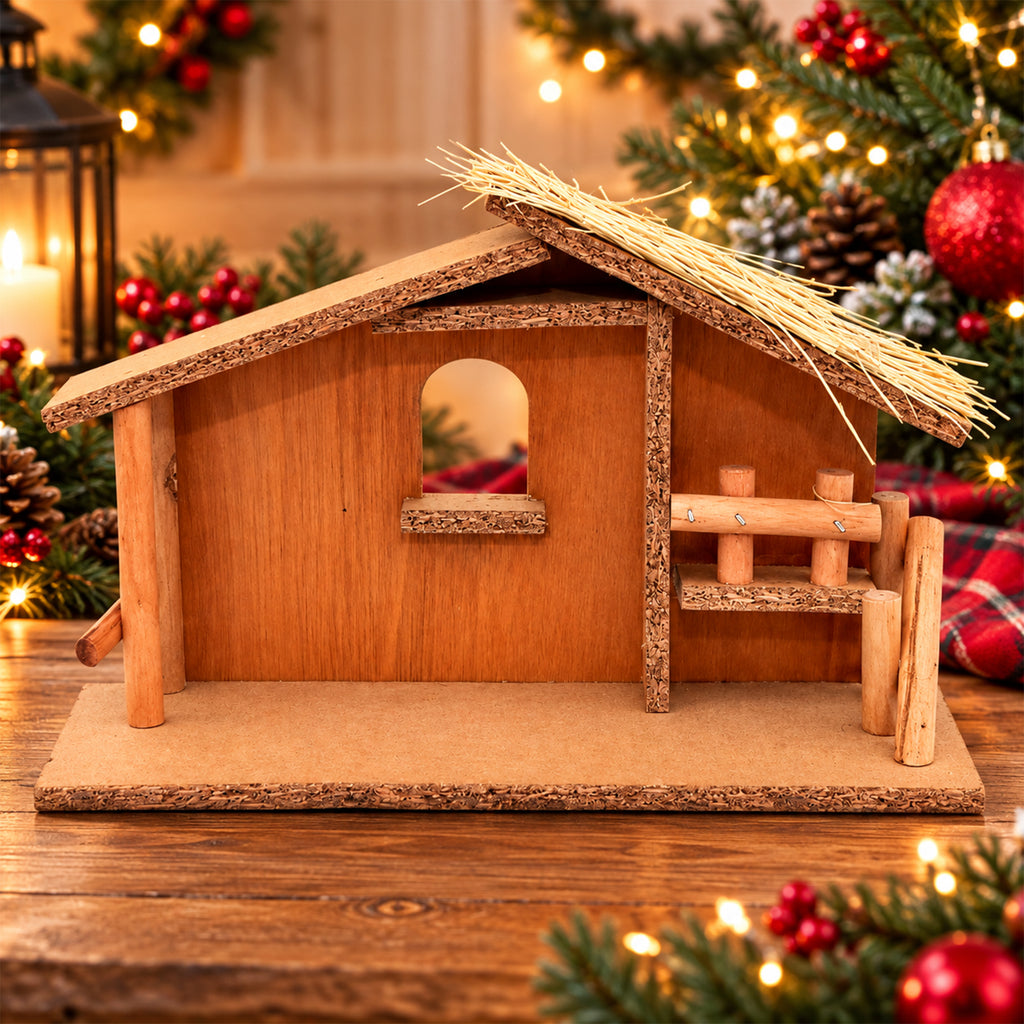 Wood Nativity Stable - Small