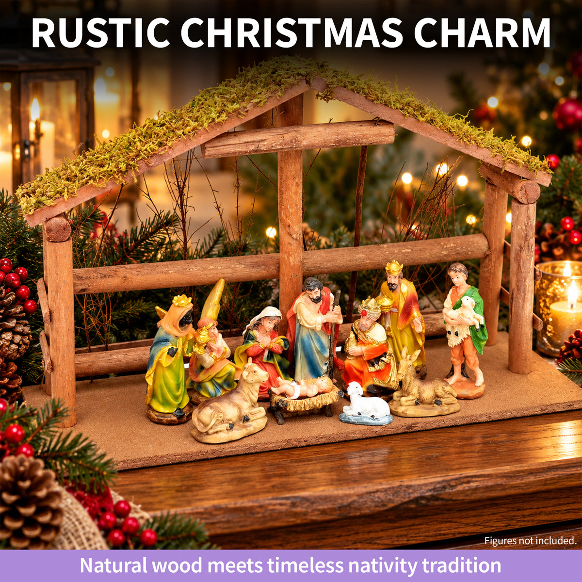 Wood Nativity Stable - Large