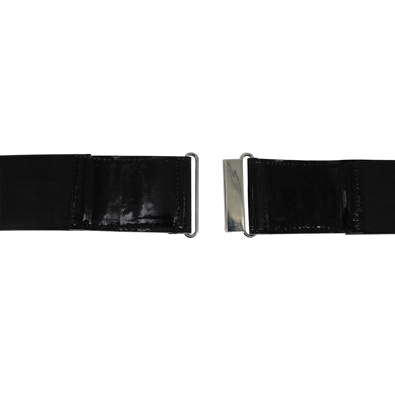 Black Elasticated Belt with Silver Buckle