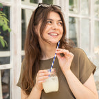 Blue & White Biodegradable Paper Straws