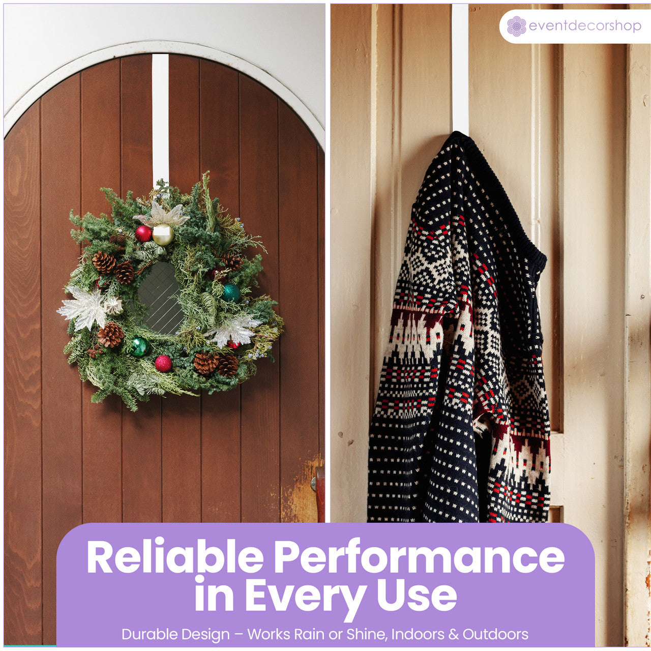 Wreath Hanger Hooks for Front Doors - 2 pack