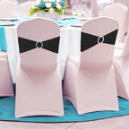 Spandex Chair Band with Round Diamante Buckle - Black