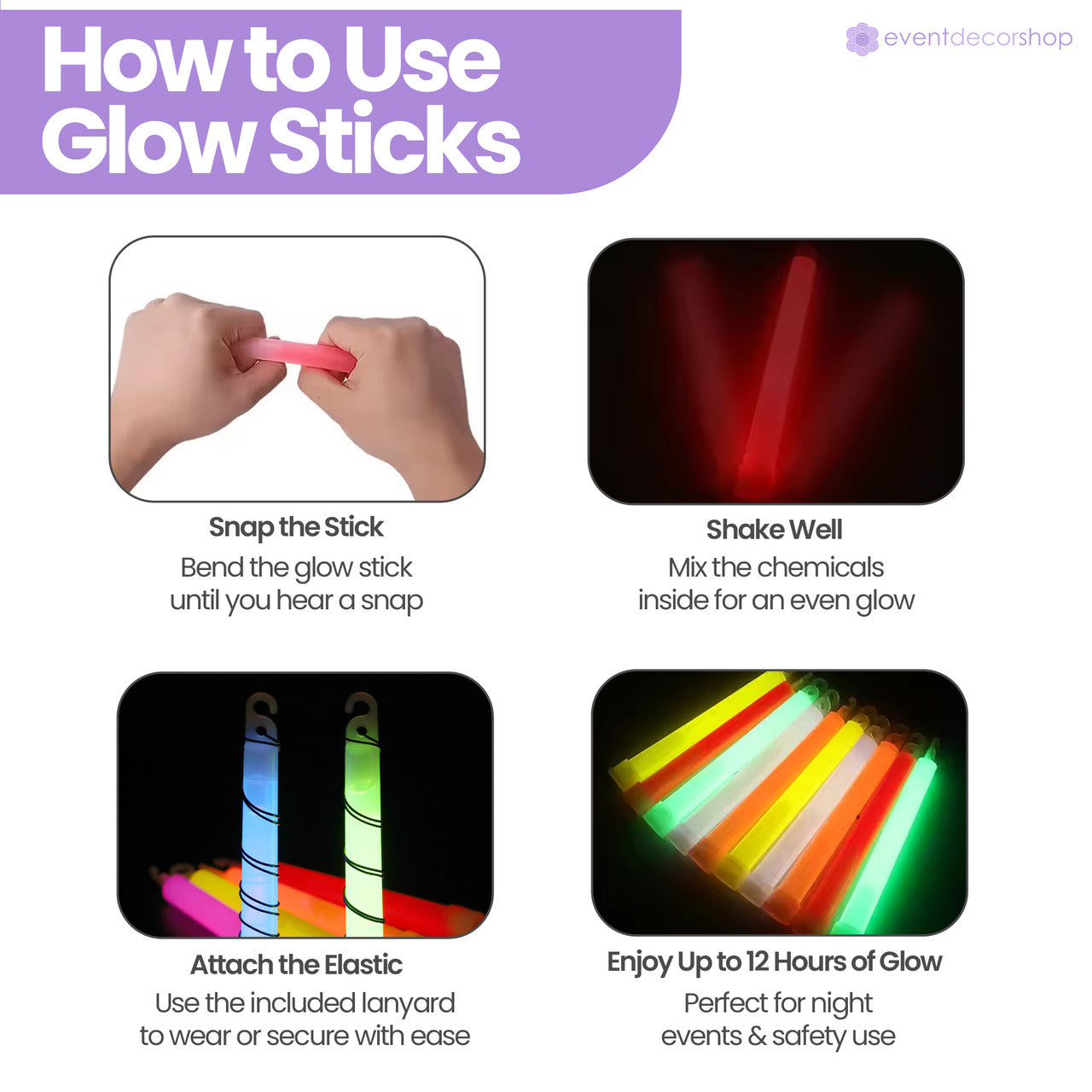 6" Premium Neon Glow Sticks (Pack of 25) - Red