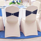 Spandex Chair Band with Round Diamante Buckle - Navy Blue