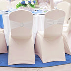 Spandex Chair Band with Round Diamante Buckle - White