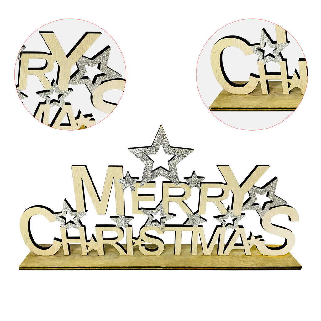 Merry Christmas Table top centrepiece Sign with Stars