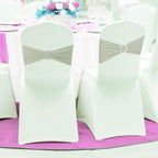 Spandex Chair Band with Round Diamante Buckle - Ivory