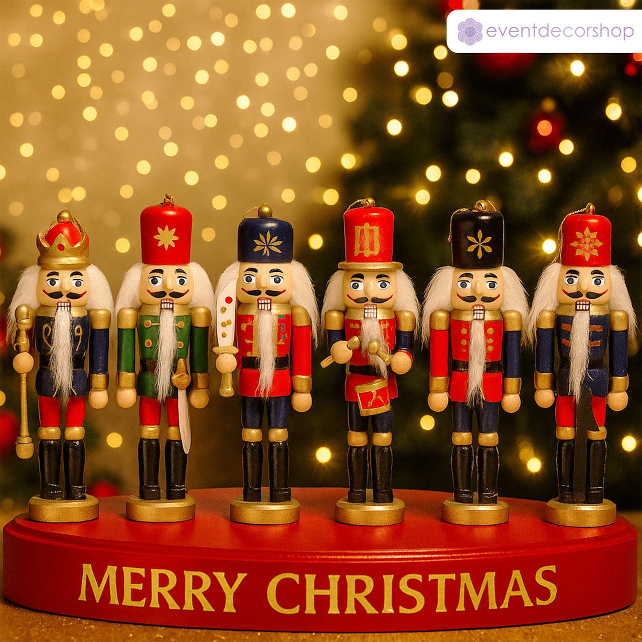Wooden Mini Nutcracker Christmas Ornaments Set