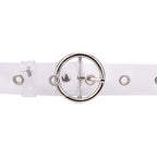 Wide Clear Belt with Round Silver Buckle