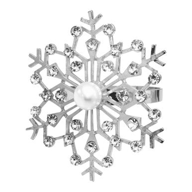 Sunburst Pearl Napkin Rings – Rhinestone Table Décor - Silver