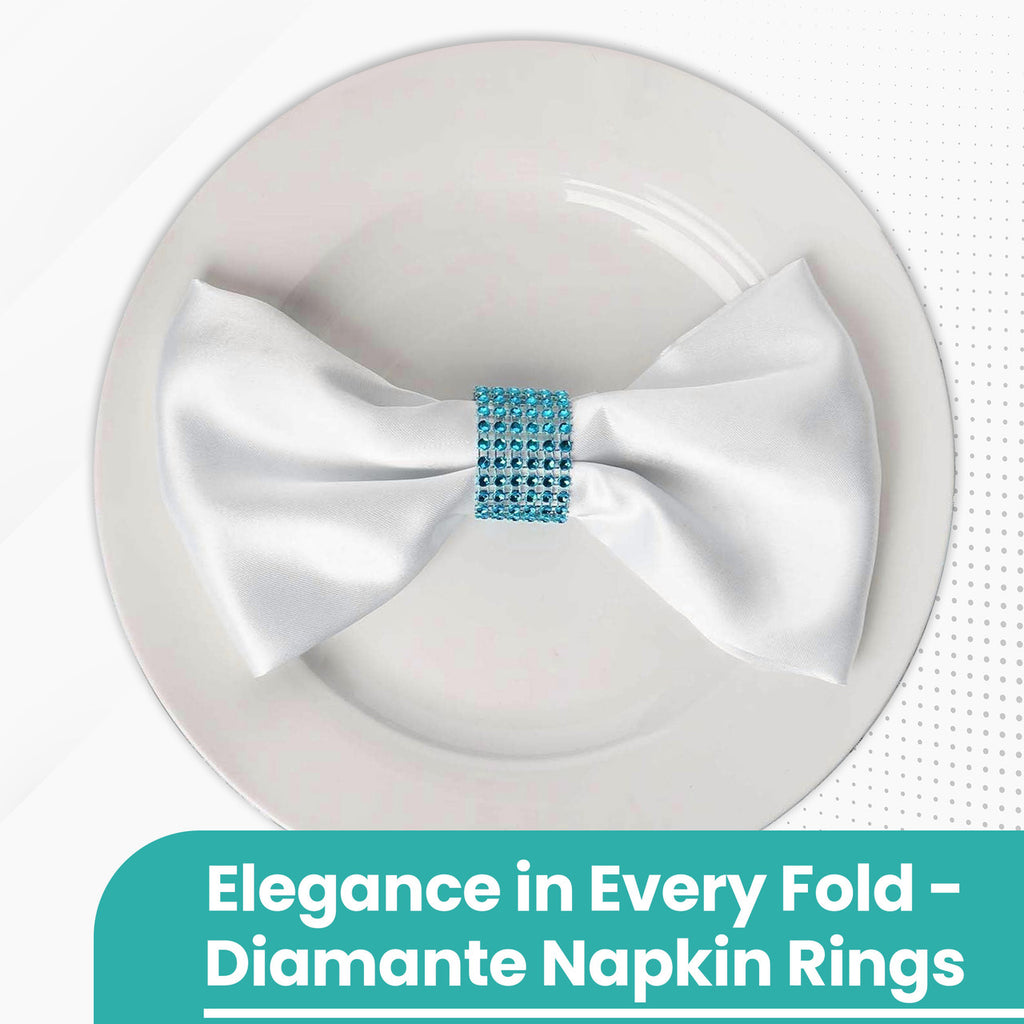 Sparkling Diamante Napkin Rings (Pack of 10) - Turquoise