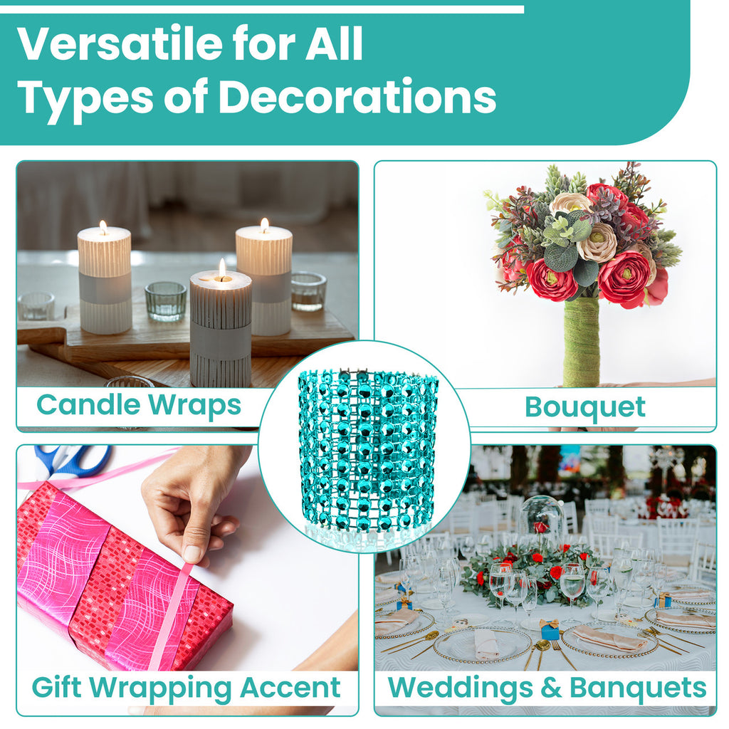 Sparkling Diamante Napkin Rings (Pack of 10) - Turquoise