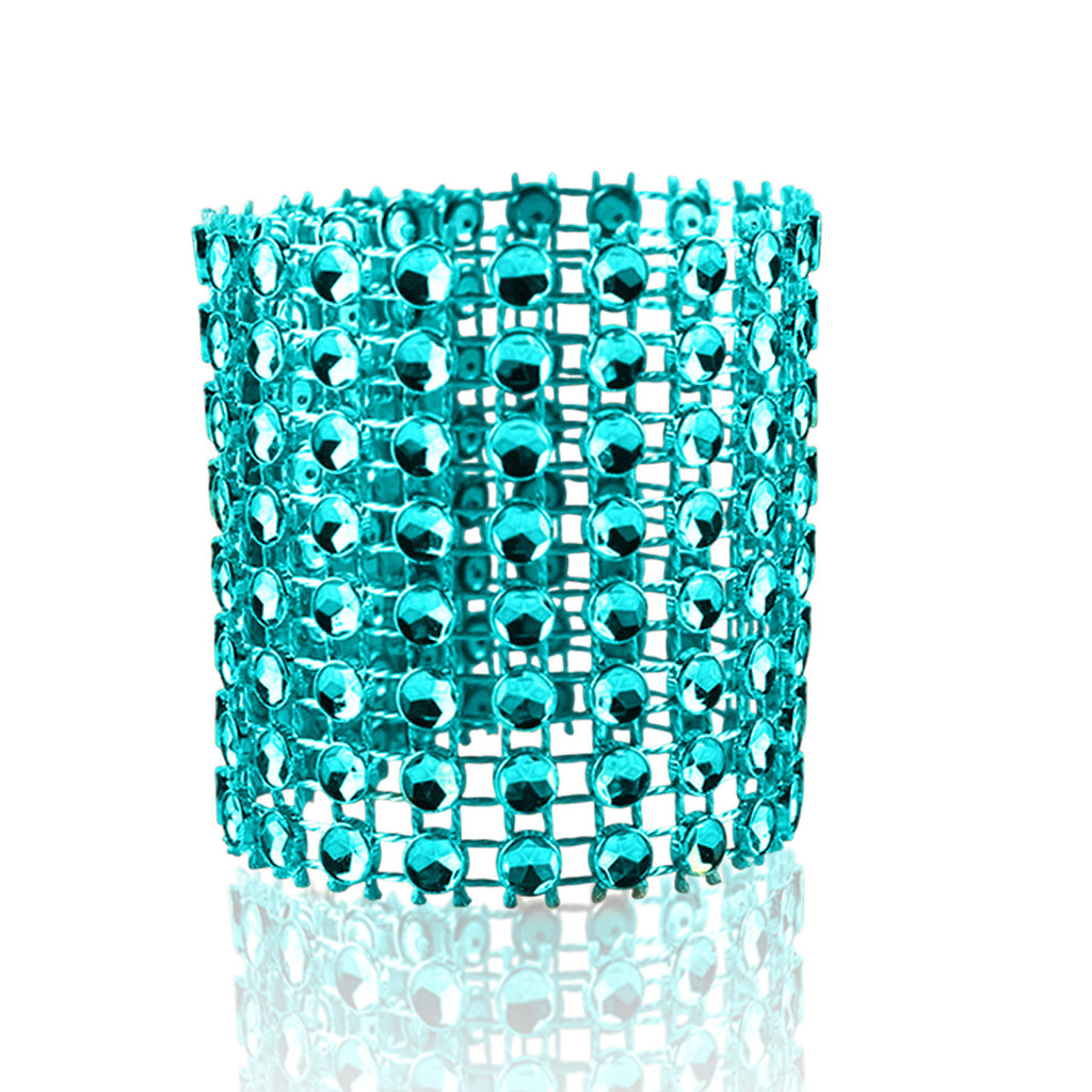 Sparkling Diamante Napkin Rings (Pack of 10) - Turquoise