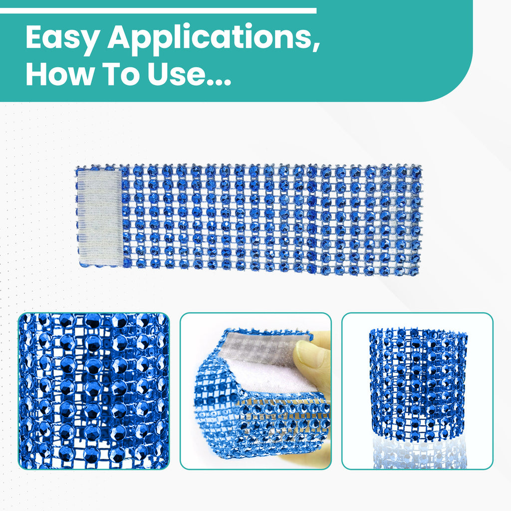 Sparkling Diamante Napkin Rings (Pack of 10) - Blue